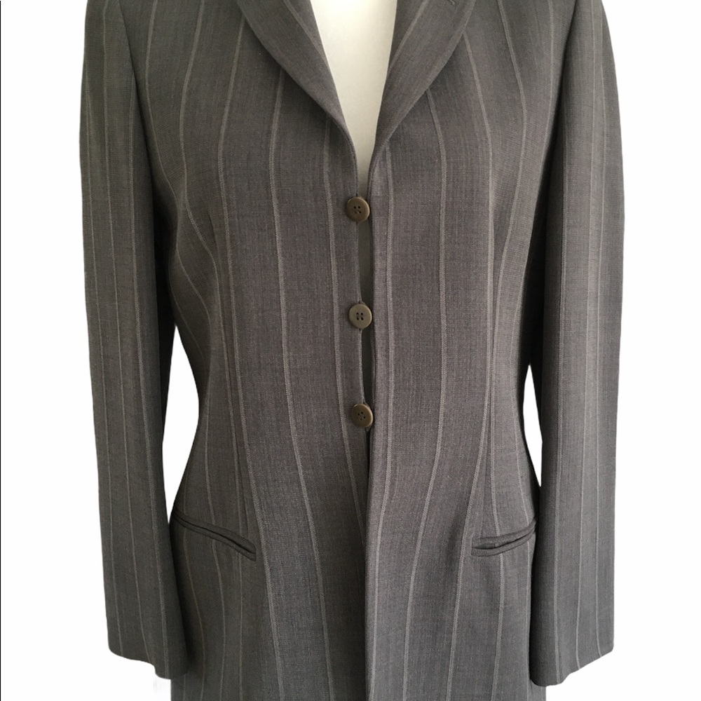 Giorgio Armani Grey Wool Striped Blazer